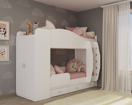 Кровать двухъярусная с ящиками 203х109х170 Блп, (Блп), серый